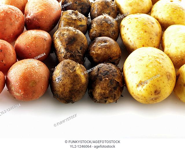 Mixed fresh un-cooked potatoes