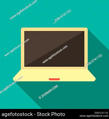Flat laptop with Shadow. Vector Illustration EPS 10
