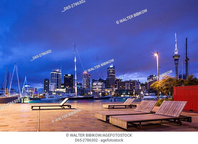 New Zealand, North Island, Auckland, Viaduct Harbour, dawn