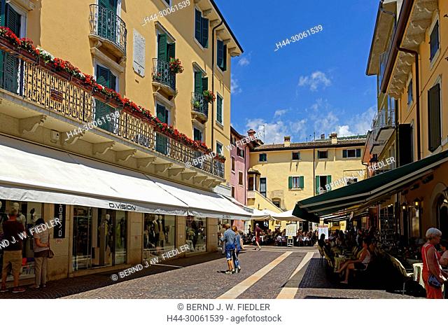Europe, Italy, Veneto Veneto, Bardolino, via Alessandro Manzoni, street view, architecture, place of interest, tourism, street, building, person, people