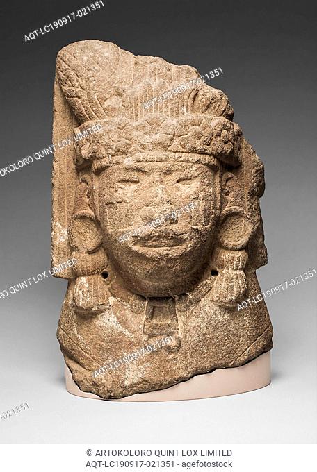 Head of Xilonen, the Goddess of Young Maize, 1400/1500, Aztec (Mexica), Tenochtitlan, Mexico, Tenochtitlan, Basalt, 32.4 × 20.3 × 12