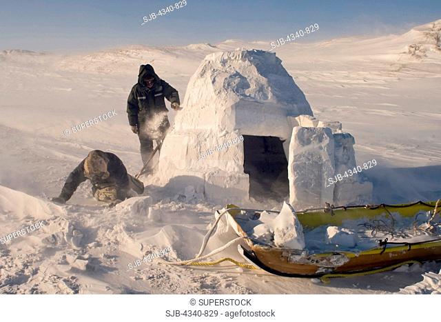 Inupiaq Guides Build an Igloo Snow Blind
