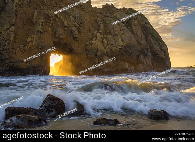Big Sur Pfeiffer Beach Arch At Sunset CA World Location USA