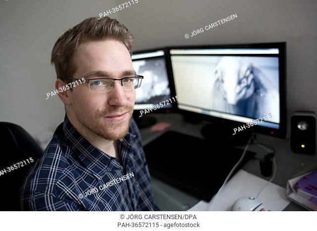 Film student Kaleb Lechowski sits at his computer and works on his film ""R'ha"" in Berlin,  Germany, 29 January 2013. The 22 year old student of Digital Film...