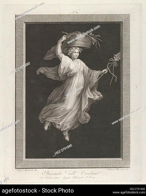 A bacchante carrying a large basket on her head and holding a staff in her le.., ca. 1795-ca. 1820. Creator: Antonio Ricciani