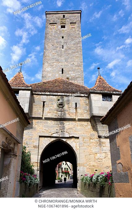 Castle Gate, Rothenburg ob der Tauber, district Ansbach, Franconia, Bavaria, Germany, Europe