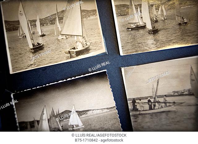album antiguo de fotos de regatas, old photo album regattas