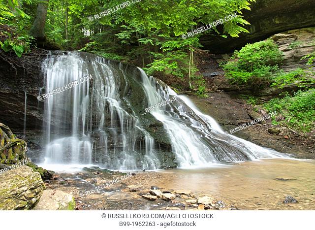 Hells Hollow Waterfall Hells Run Slippery Rock Creek Gorge Mcconnells Mill State Park, Pennsylvania, Usa