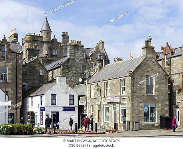 Lerwick, the capital of the Shetland Islands in the far north of Scotland. The historic center near the harbour. Europe, northern europe, great britain