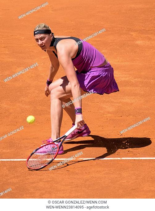 Petra Kvitova in action against Elena Vesnina during the second round of the Mutua Madrid Open Featuring: Petra Kvitova Where: Madrid