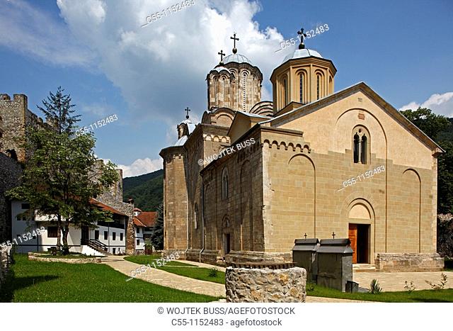 Serbia, Manasija Monastery, founded by Despot Stefan Lazarevi, 1407-1418, Church of St Trinity, Orthodox, christian, religious, exterior, outside, facade