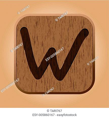 Hand drawn wooden letter W