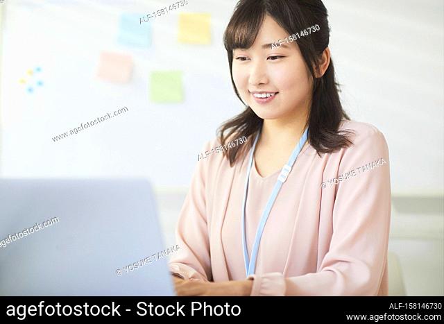 Japanese woman working