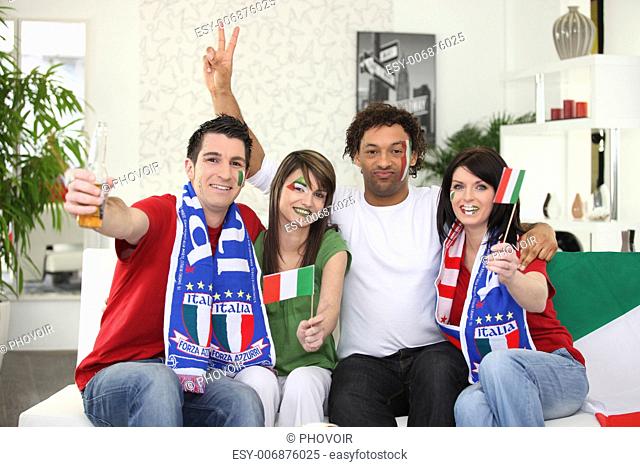 Italian football supporters at home