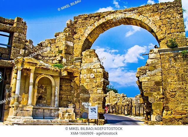 Side  Ancient city ruins  Province of Antalya  Mediterranean coast  Turkey