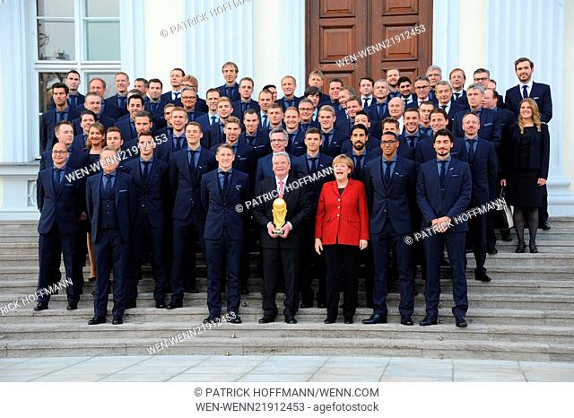 The German national football team receives the Silberne Lorbeerblatt (Silver Bay Laurel Leaf), the highest sports award in Germany given by Joachim Gauck at...