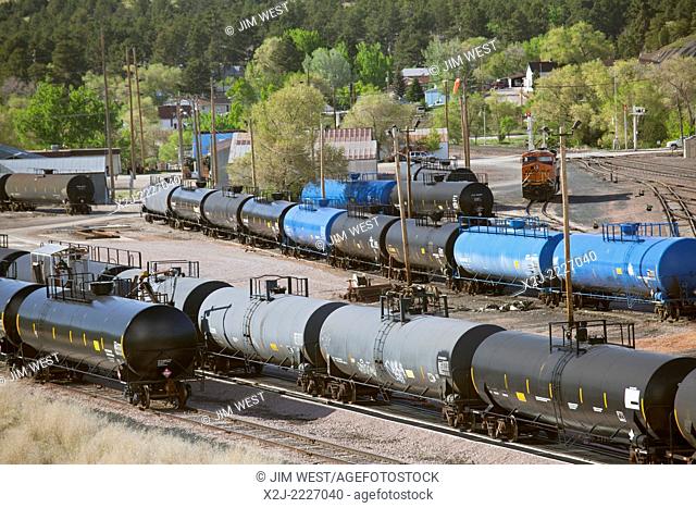Newcastle, Wyoming - Petroleum tank cars at the BNSF Railway yard