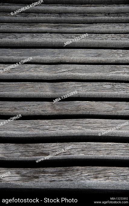 Faded, parallel wooden slats