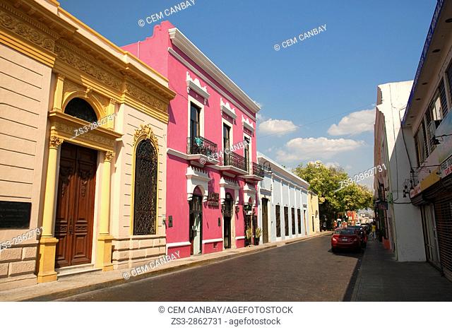 View to the colorful colonial buildings in the city center, Merida, Yucatan Province, Mexico, Central America