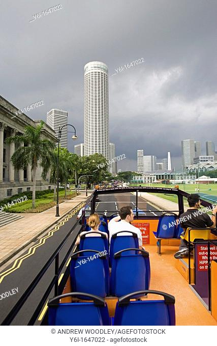 Open top double decker bus Hippo tour sightseeing Singapore