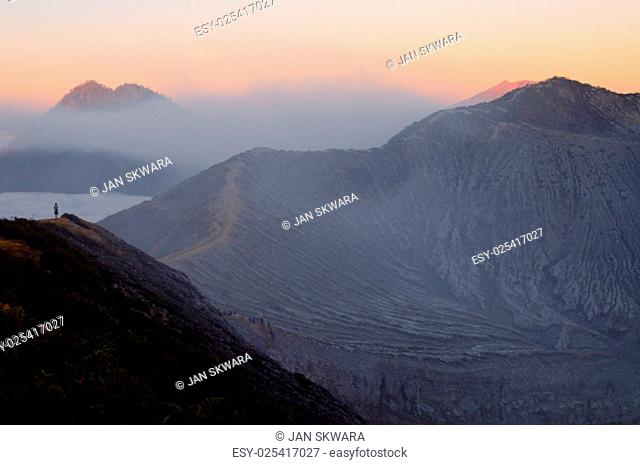 Ijen volcano in East Java in Indonesia. It's famous for sulfur mining and acid lake