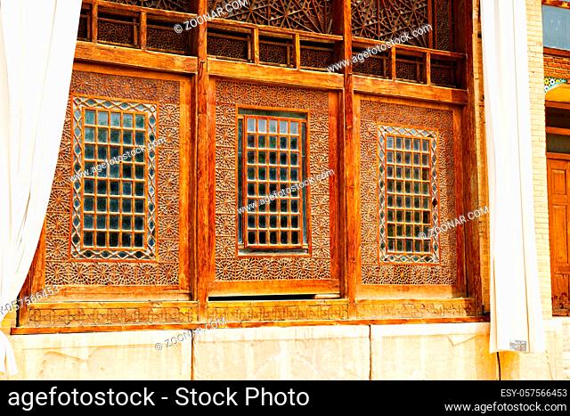 blur in iran shiraz the old persian  architecture window and glass in background