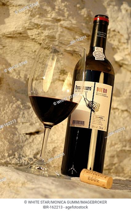 Red wine in the Quinta Passadouro , wine-growing in Vale Mendiz near Pinhao , Duero region , Portugal , Europe