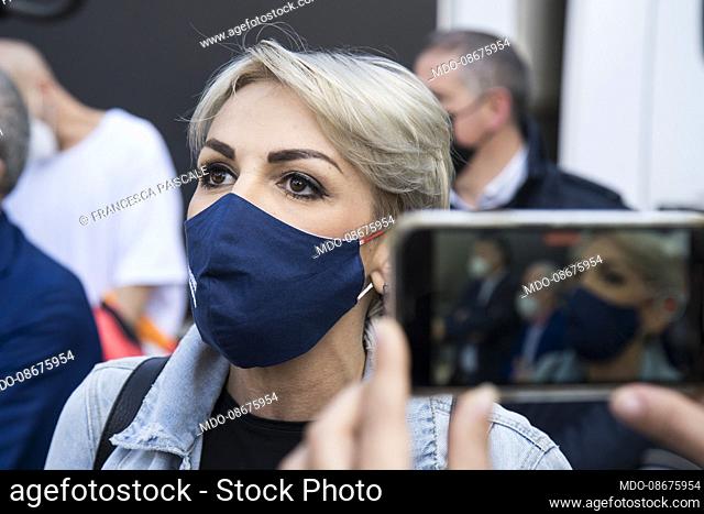 Italian showgirl Francesca Pascale, champion of civil rights, takes part at the Tempo Scaduto demonstration, organized by the Sentinelli of Milan at the Arco...