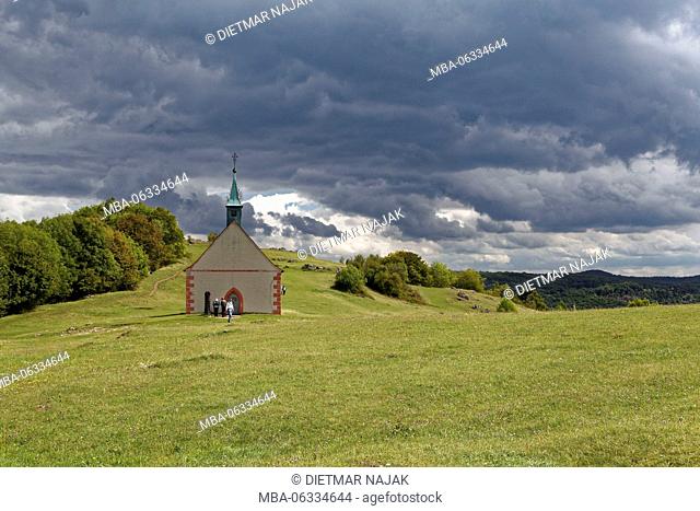 Walburgiskapelle (walburgis chapel) on The Walberla (513.9 m high) the north peak of the Ehrenbürg (531.9 m high) in the foothills of Fränkische Alb with...