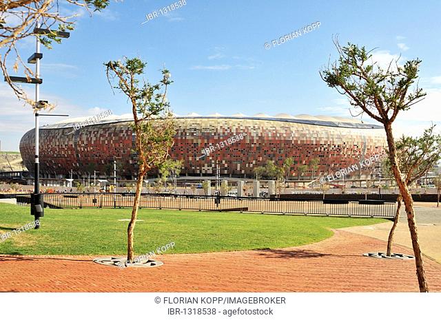 FIFA World Cup 2010, construction site of the Soccer City Stadium in the Soweto district, Johannesburg, South Africa, Africa
