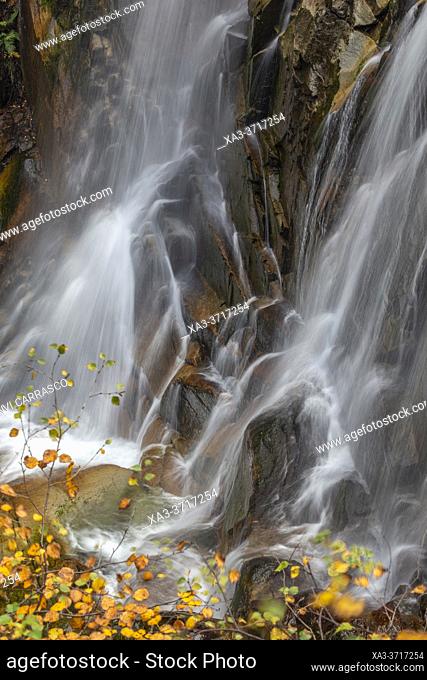 Waterfall detail at autumn, Pyrenees mountains