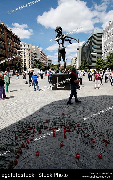 Madrid, Spain; 14/06/2020.- June 15 International Day Against Abuse in Old Age..A group of people demonstrate against abuse in old age in the Plaza Salvador...