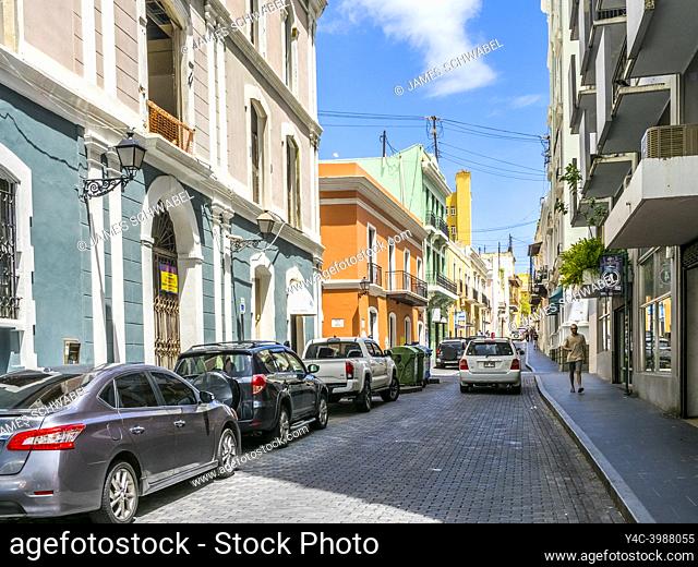Colorful street scene in Old San Juan Puerto Rico