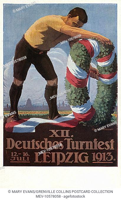 12th Deutsches Turnfest (German Gymnastics Festival) at Leipzig - 12th-16th July, 1913. Adorning the festival garland