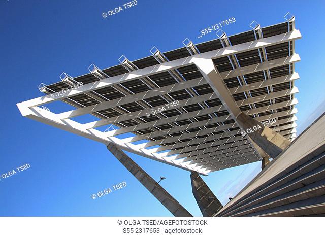 Photovoltaic pergola, Forum Park, 2004, by architects Elías Torres y José Antonio Lapeña, Barcelona, Catalonia, Spain