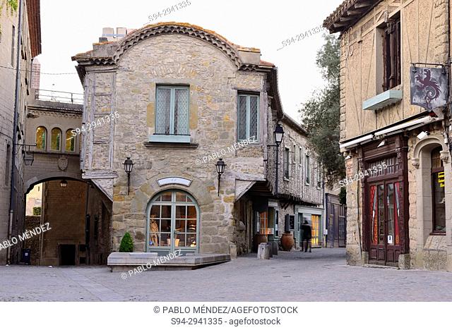 Square with curious building in Carcassone, Languedoc-Rousillon, France