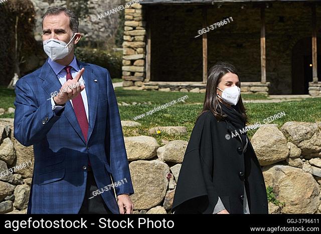 King Felipe VI of Spain, Queen Letizia of Spain attend Cultural visit to the 'Espai Columba' and Museum with the installation of rehabilitated pre-Romanesque...