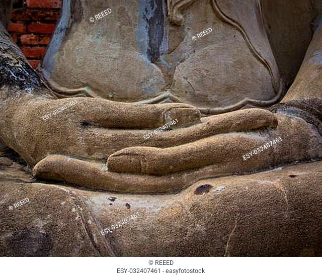 buddha hand buddhism in Ayutthaya thailand