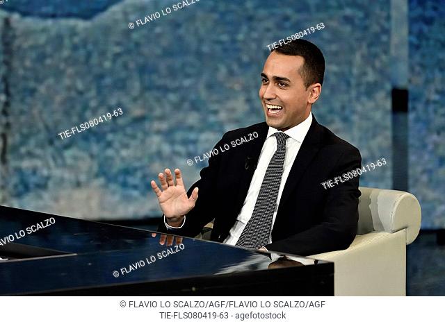Italian Deputy Prime Minister and Minister of Labor and Industry Luigi Di Maio during the tv show Che tempo che fa, Milan, ITALY-07-04-2019