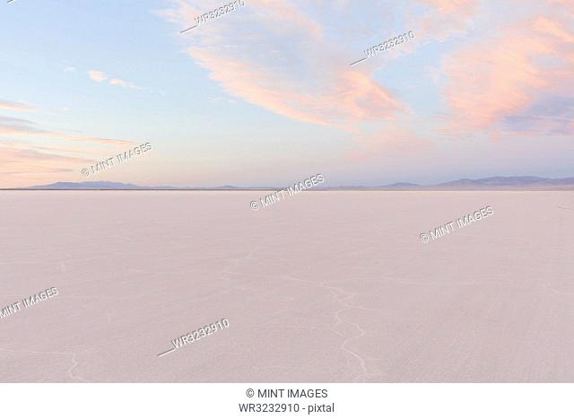 Salt Flats at dawn under a cloudy sky