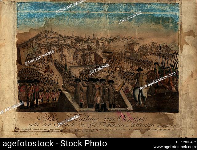 The capture of Ochakov by Prince Grigory Potemkin on December 17, 1788, 1788. Creator: Loeschenkohl, Johann Hieronymus (1753-1807)