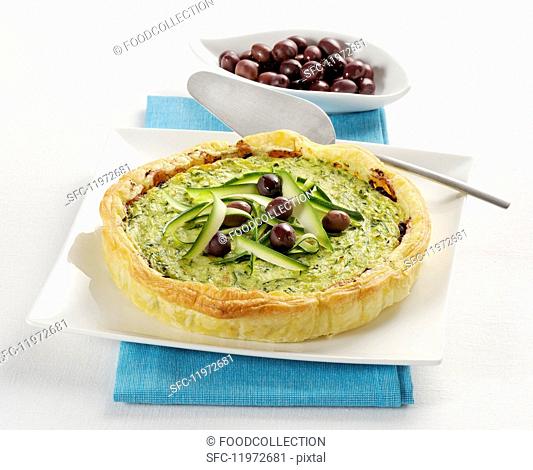 Courgette tart with olives