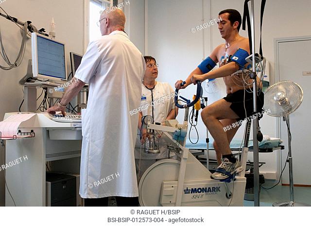Photo essay at PitiÚ SalpÛtriÞre Hospital in Paris, France. Department of nutrition and sports medicine. Stress test