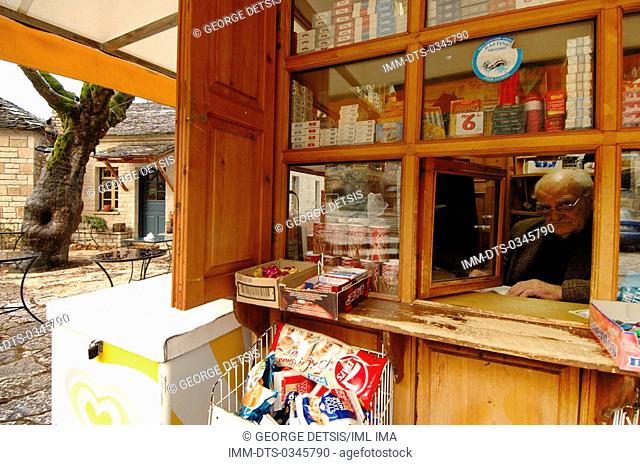 Local kiosk in Aristi village. Ioannina, Epiros, Greece, Europe