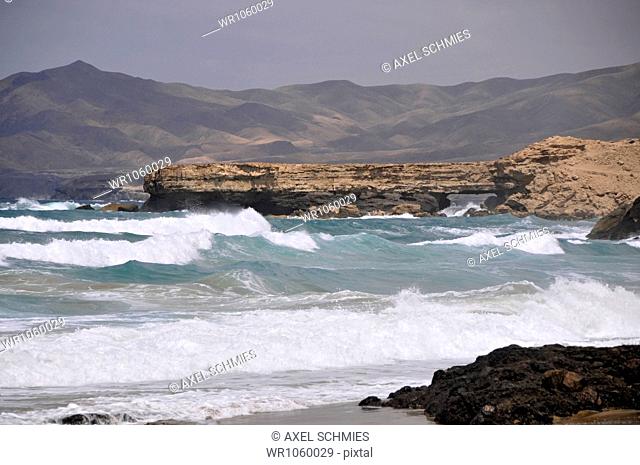 Beach and surf near La Pared, Fuerteventura, Canary Islands, Spain, Europe
