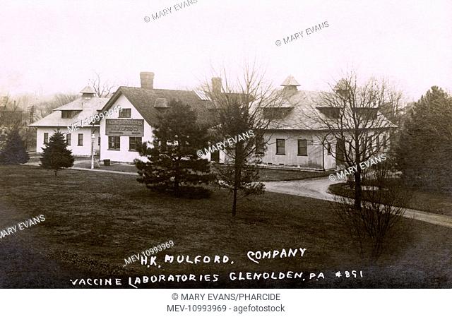 Vaccine laboratories of the H K Mulford Company, Glenolden, Pennsylvania, USA. Built in the late 1890s, the laboratories produced the first commercial...