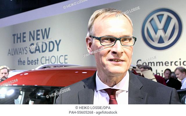 Eckhard Scholz, chief executive of VW commercial vehicles presents Caddy, the new city delivery van, in Posen, Poland, 4 Febuary 2015