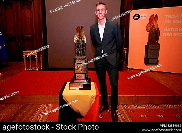 Belgian Bart Swings poses for the photographer at the award ceremony for the National Trophy of Sports Merit 2023 (Trophee National du Merite Sportif -...