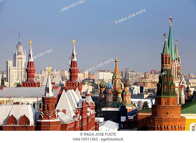 Russia, Europe, Moscow, City, Kremlin, Basil, Church, History Museum, spire, Skyline, cathedral
