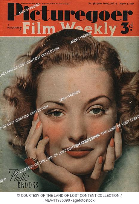 Picturegoer Aug 3, 1940 No. 480 Vol. 9 - Front Cover, Movie Star, Phyllis Brooks, Hairstyle, jellerwy